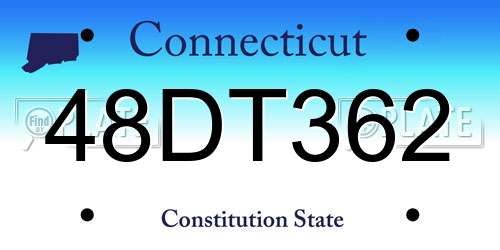 48DT362 Connecticut License Plate
