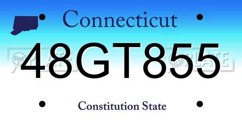 48GT855 Connecticut License Plate