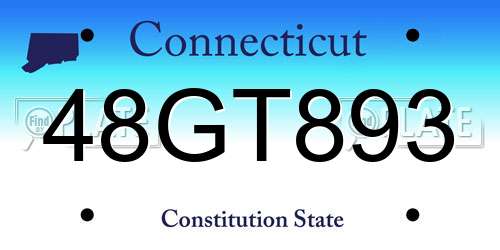 48GT893 Connecticut License Plate