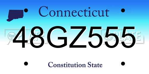 48GZ555 Connecticut License Plate