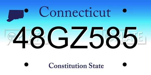 48GZ585 Connecticut License Plate