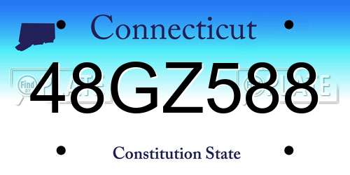 48GZ588 Connecticut License Plate