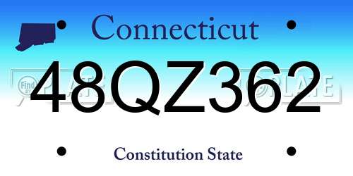 48QZ362 Connecticut License Plate