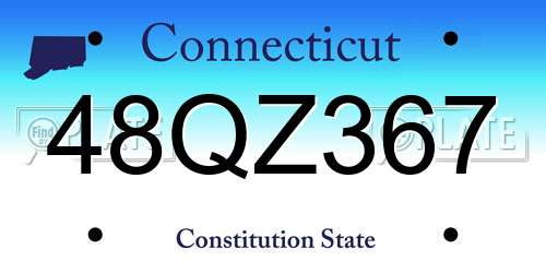 48QZ367 Connecticut License Plate
