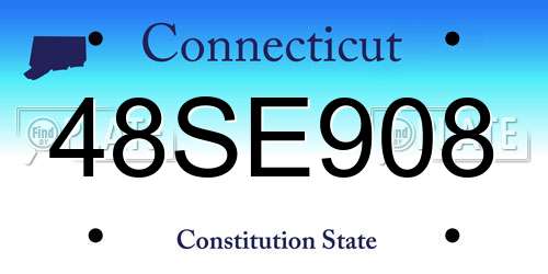 48SE908 Connecticut License Plate
