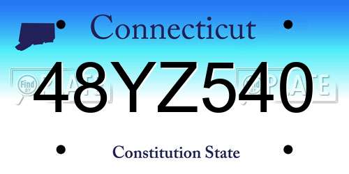 48YZ540 Connecticut License Plate