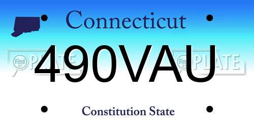 490VAU Connecticut License Plate