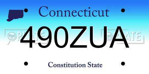 490ZUA Connecticut License Plate