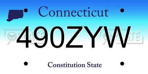 490ZYW Connecticut License Plate