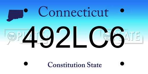 492LC6 Connecticut License Plate