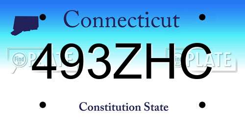 493ZHC Connecticut License Plate