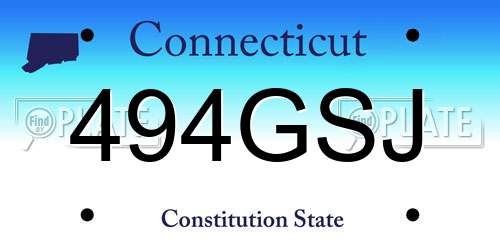 494GSJ Connecticut License Plate