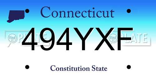 494YXF Connecticut License Plate