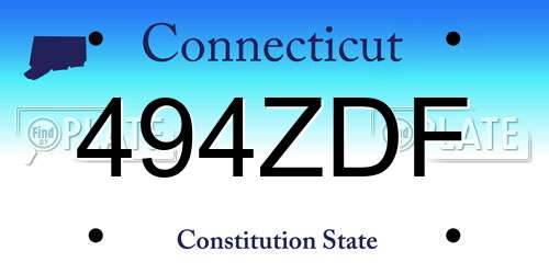 494ZDF Connecticut License Plate