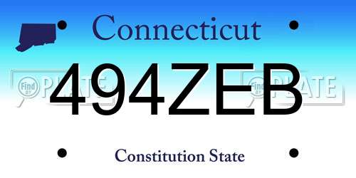 494ZEB Connecticut License Plate