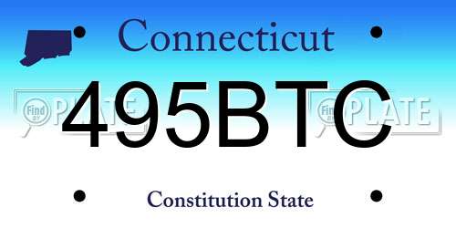 495BTC Connecticut License Plate