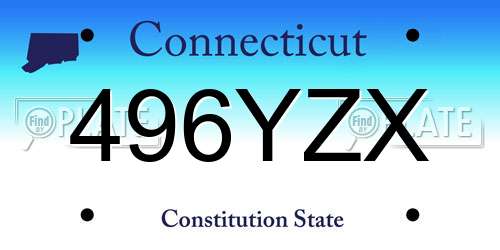 496YZX Connecticut License Plate