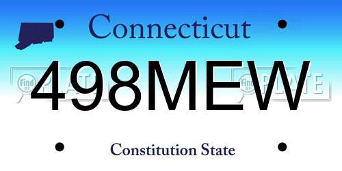 498MEW Connecticut License Plate