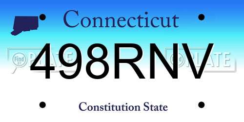 498RNV Connecticut License Plate