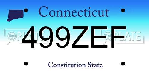 499ZEF Connecticut License Plate