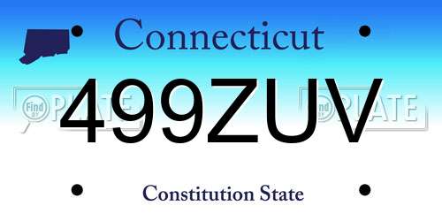 499ZUV Connecticut License Plate