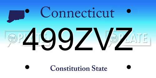 499ZVZ Connecticut License Plate