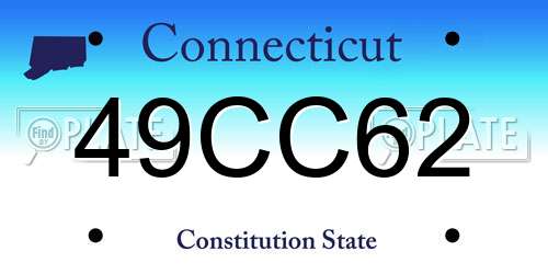 49CC62 Connecticut License Plate