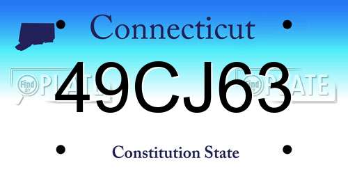 49CJ63 Connecticut License Plate