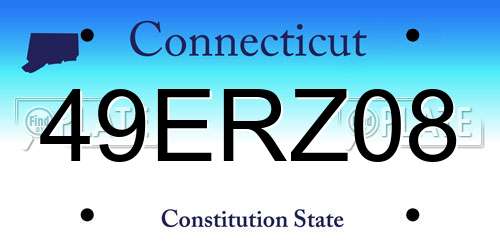 49ERZ08 Connecticut License Plate