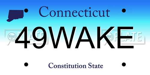 49WAKE Connecticut License Plate