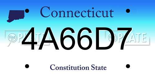 4A66D7 Connecticut License Plate