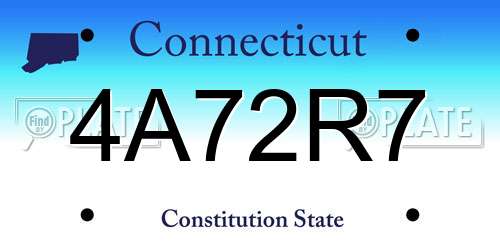 4A72R7 Connecticut License Plate