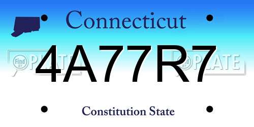 4A77R7 Connecticut License Plate