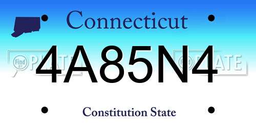 4A85N4 Connecticut License Plate