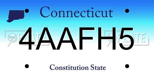 4AAFH5 Connecticut License Plate