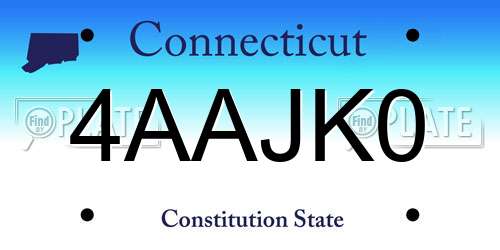 4AAJK0 Connecticut License Plate