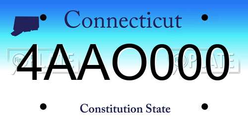4AAO000 Connecticut License Plate