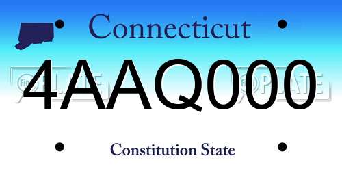 4AAQ000 Connecticut License Plate