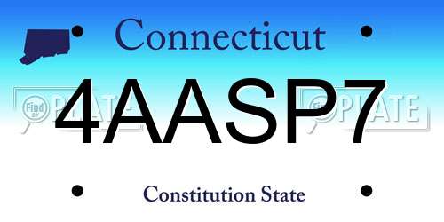 4AASP7 Connecticut License Plate