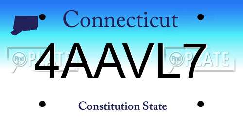 4AAVL7 Connecticut License Plate
