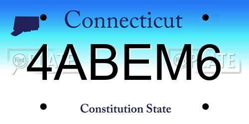 4ABEM6 Connecticut License Plate