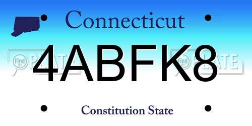 4ABFK8 Connecticut License Plate