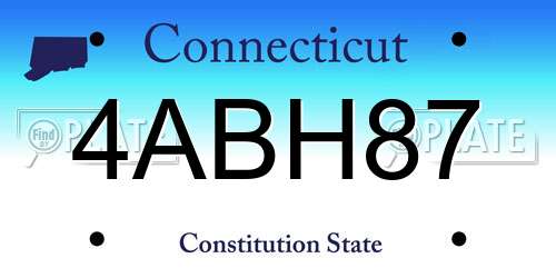 4ABH87 Connecticut License Plate
