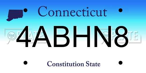 4ABHN8 Connecticut License Plate