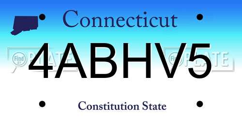 4ABHV5 Connecticut License Plate