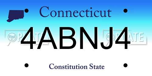 4ABNJ4 Connecticut License Plate