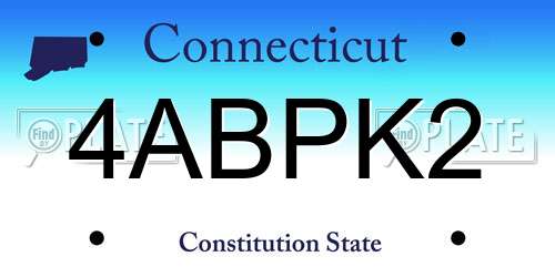 4ABPK2 Connecticut License Plate