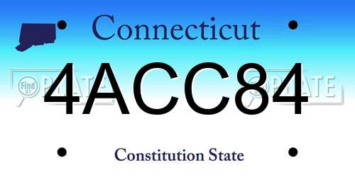 4ACC84 Connecticut License Plate