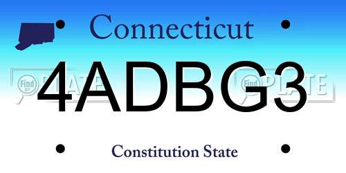 4ADBG3 Connecticut License Plate