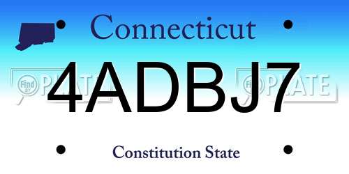 4ADBJ7 Connecticut License Plate
